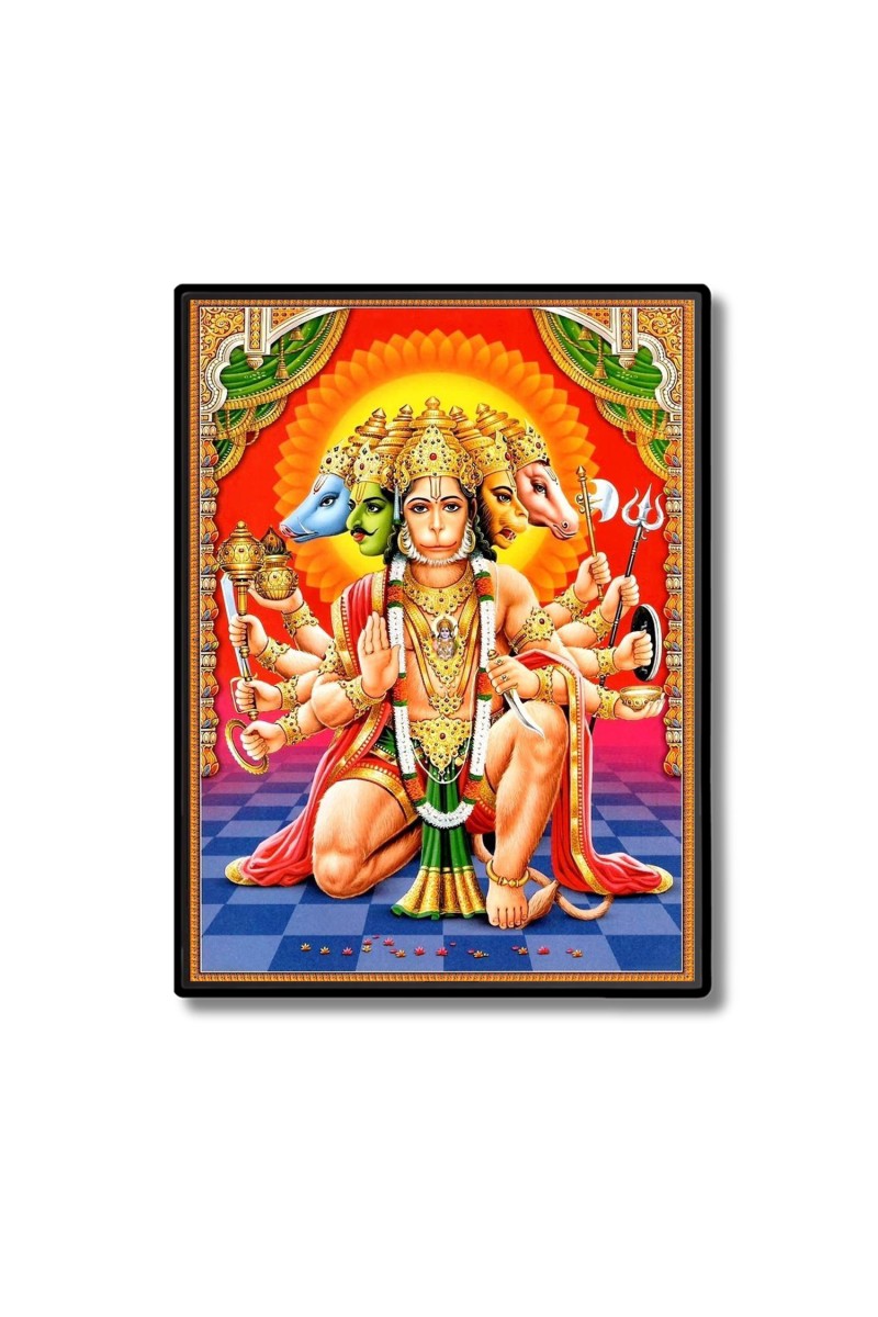Panchamukhi Sri Hanuman Laminated Photo  - 5x7 Inches, Divine Blessings for Home & Office and Temple Decoration
