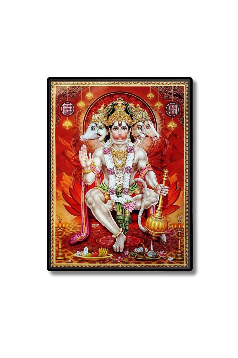 Panchamukhi Sri Hanuman Laminated Photo  - 5x7 Inches, Divine Blessings for Home & Office and Temple Decoration