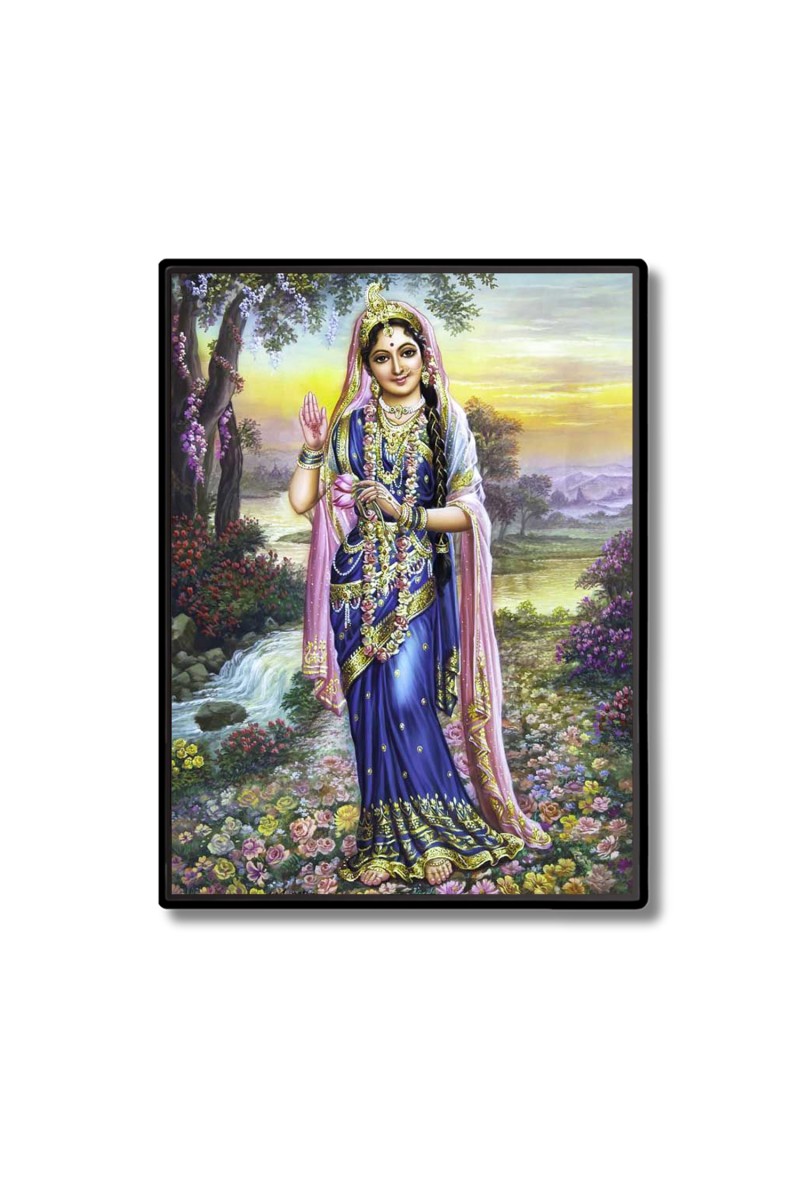 Sri Radha Laminated Photo  - 5x7 Inches, Divine Blessings for Home & Office and Temple Decoration