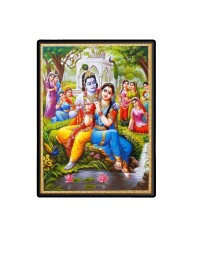 Sri Radha Sri Krishna Laminated Photo  - 5x7 Inches, Divine Blessings for Home & Office and Temple Decoration