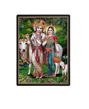 Sri Radha Sri Krishna Laminated Photo  - 5x7 Inches, Divine Blessings for Home & Office and Temple Decoration