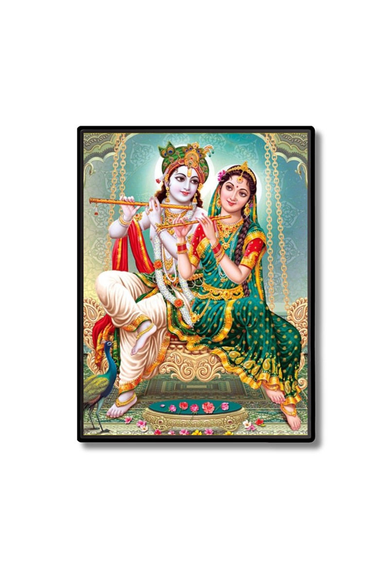 Sri Radha Sri Krishna Laminated Photo  - 5x7 Inches, Divine Blessings for Home & Office and Temple Decoration