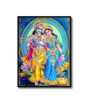 Sri Radha Sri Krishna Laminated Photo  - 5x7 Inches, Divine Blessings for Home & Office and Temple Decoration