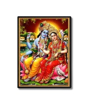 Sri Radha Sri Krishna Laminated Photo  - 5x7 Inches, Divine Blessings for Home & Office and Temple Decoration