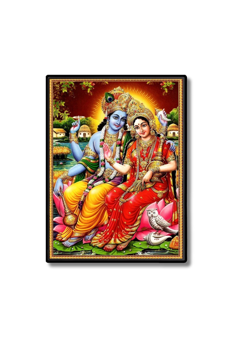 Sri Radha Sri Krishna Laminated Photo  - 5x7 Inches, Divine Blessings for Home & Office and Temple Decoration