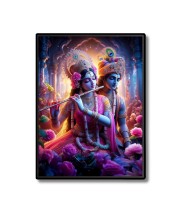 Sri Radha Sri Krishna Laminated Photo  - 5x7 Inches, Divine Blessings for Home & Office and Temple Decoration