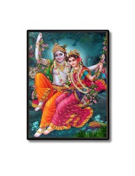 Sri Radha Sri Krishna Laminated Photo  - 5x7 Inches, Divine Blessings for Home & Office and Temple Decoration