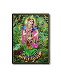 Sri Radha Laminated Photo  - 5x7 Inches, Divine Blessings for Home & Office and Temple Decoration