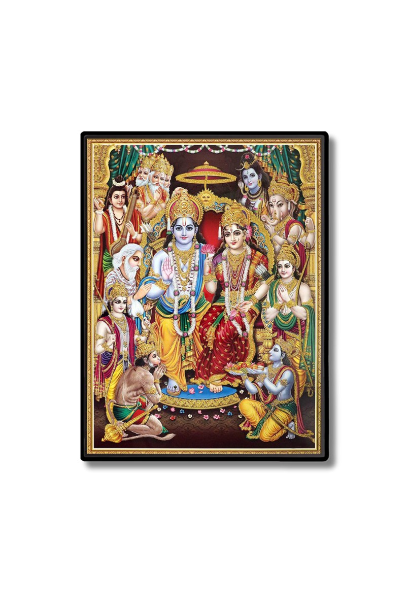 Sri Ram Darbar Laminated Photo  - 5x7 Inches, Divine Blessings for Home & Office and Temple Decoration