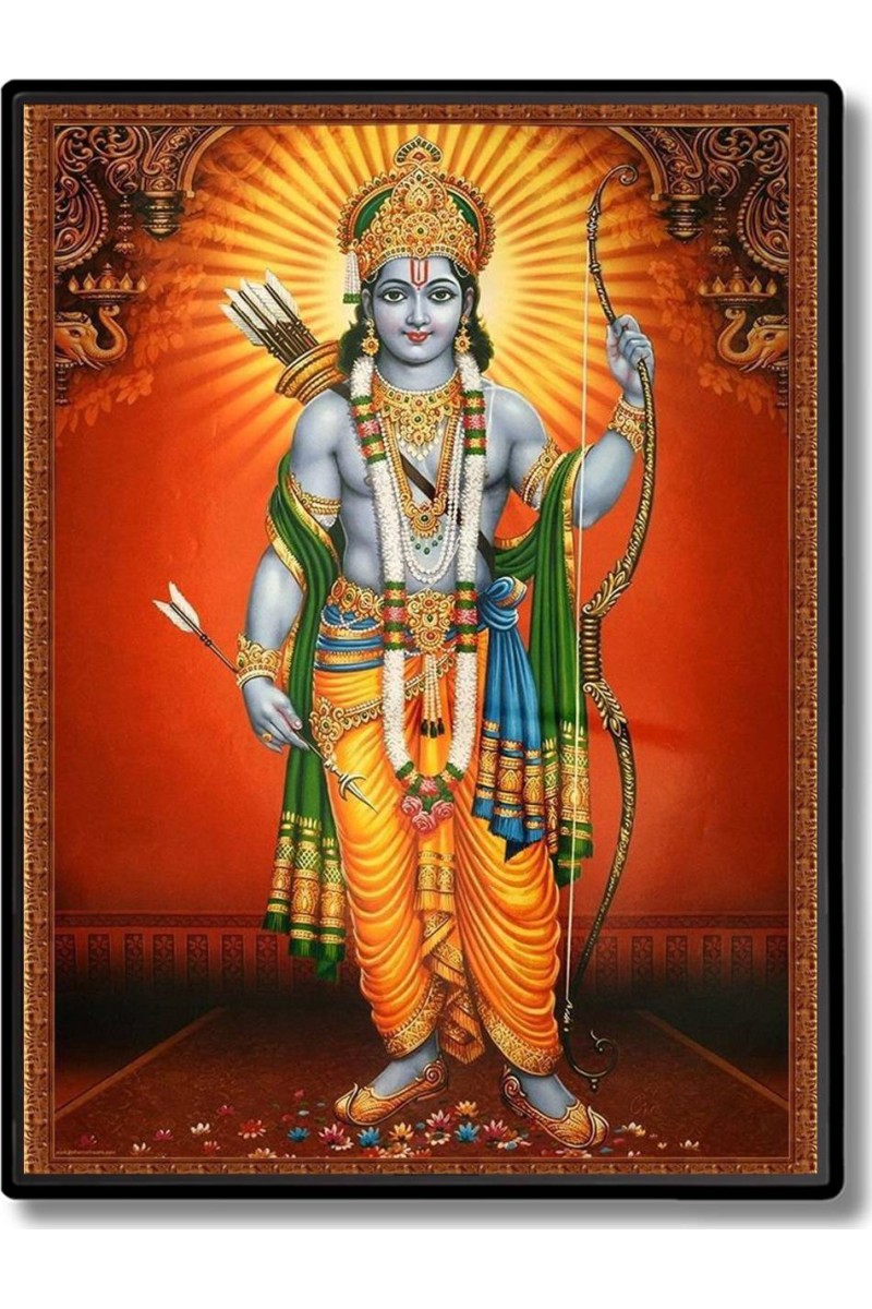 Sri Ram Laminated Photo  - 5x7 Inches, Divine Blessings for Home & Office and Temple Decoration