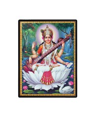 Maa Saraswati Laminated Photo  - 5x7 Inches, Divine Blessings for Home & Office and Temple Decoration