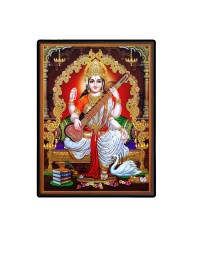 Maa Saraswati Laminated Photo  - 5x7 Inches, Divine Blessings for Home & Office and Temple Decoration