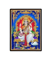 Maa Saraswati Laminated Photo  - 5x7 Inches, Divine Blessings for Home & Office and Temple Decoration