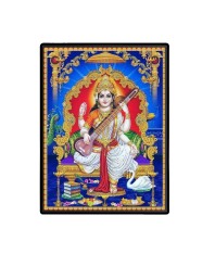 Maa Saraswati Laminated Photo  - 5x7 Inches, Divine Blessings for Home & Office and Temple Decoration