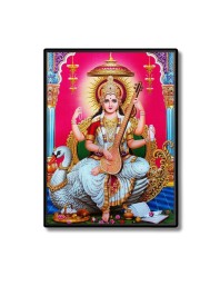 Maa Saraswati Laminated Photo  - 5x7 Inches, Divine Blessings for Home & Office and Temple Decoration