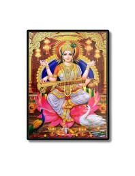 Maa Saraswati Laminated Photo  - 5x7 Inches, Divine Blessings for Home & Office and Temple Decoration
