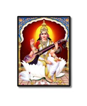 Maa Saraswati Laminated Photo  - 5x7 Inches, Divine Blessings for Home & Office and Temple Decoration