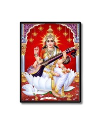 Maa Saraswati Laminated Photo  - 5x7 Inches, Divine Blessings for Home & Office and Temple Decoration
