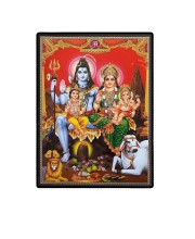 Shiva Family Laminated Photo  - 5x7 Inches, Divine Blessings for Home & Office and Temple Decoration