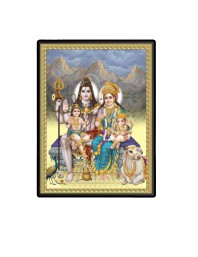 Shiva Family Laminated Photo  - 5x7 Inches, Divine Blessings for Home & Office and Temple Decoration