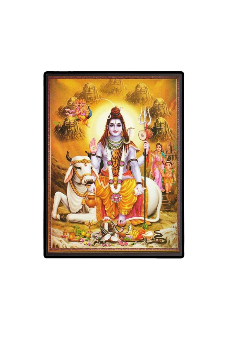 Shiva Family Laminated Photo  - 5x7 Inches, Divine Blessings for Home & Office and Temple Decoration