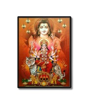 Maa Durga with Shiva Laminated Photo  - 5x7 Inches, Divine Blessings for Home & Office and Temple Decoration