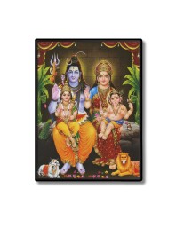 Shiva Family Laminated Photo  - 5x7 Inches, Divine Blessings for Home & Office and Temple Decoration
