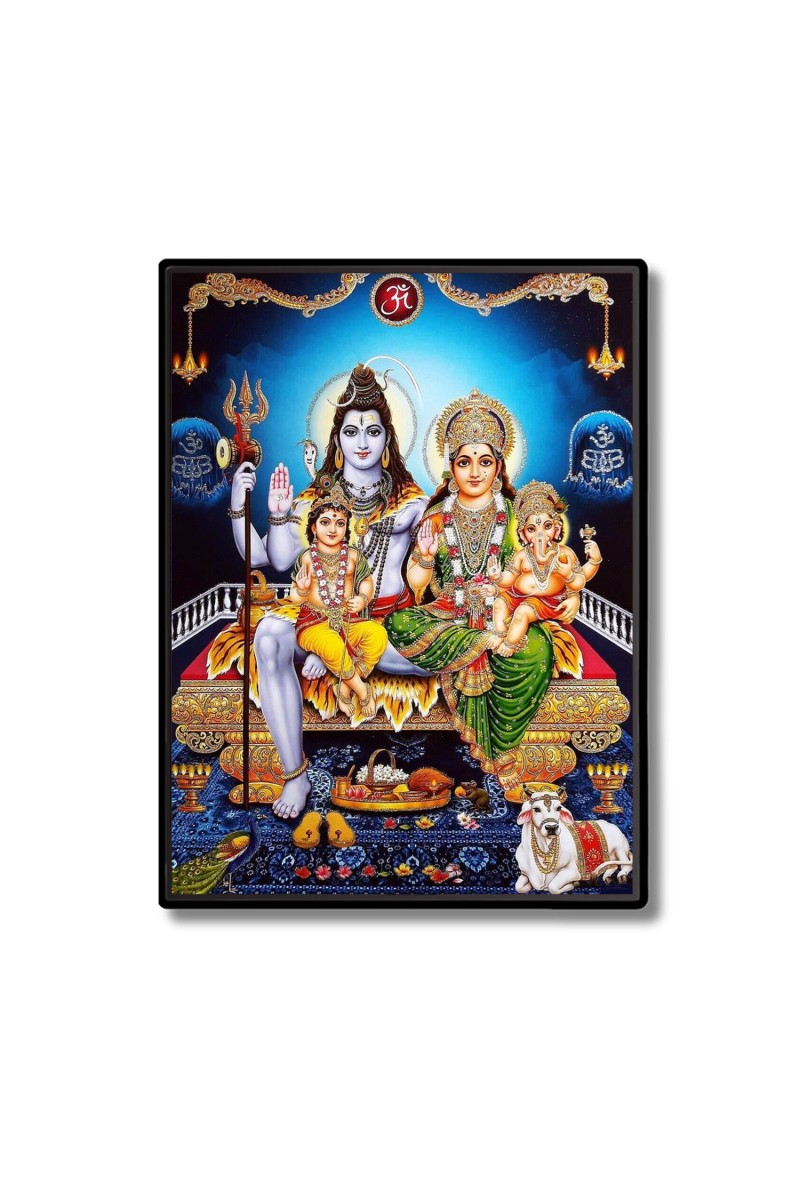 Shiva Family Laminated Photo  - 5x7 Inches, Divine Blessings for Home & Office and Temple Decoration