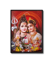 Shiva Family Laminated Photo  - 5x7 Inches, Divine Blessings for Home & Office and Temple Decoration