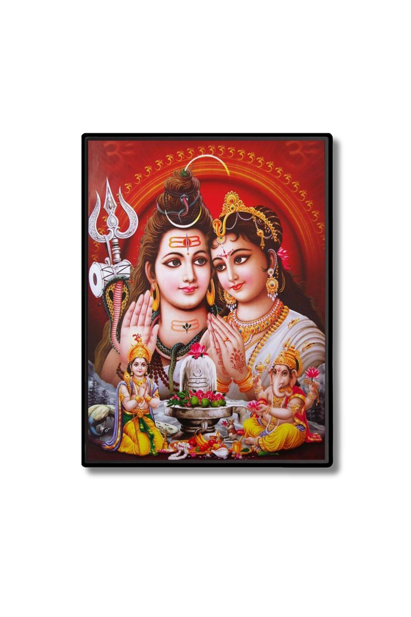 Shiva Family Laminated Photo  - 5x7 Inches, Divine Blessings for Home & Office and Temple Decoration