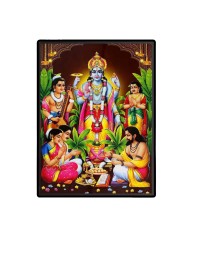 Lord Satyanarayana Laminated Photo  - 5x7 Inches, Divine Blessings for Home & Office and Temple Decoration