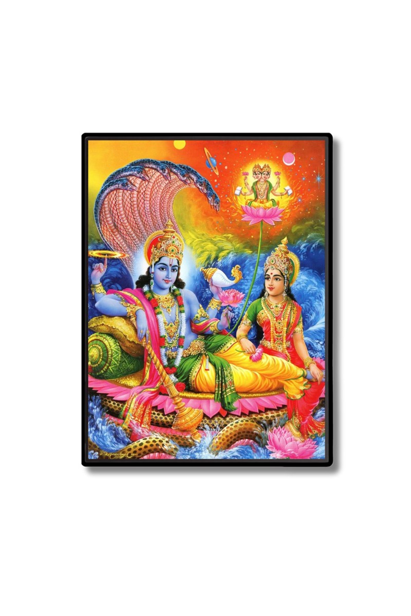 Vishnu lakxmi Laminated Photo  - 5x7 Inches, Divine Blessings for Home & Office and Temple Decoration