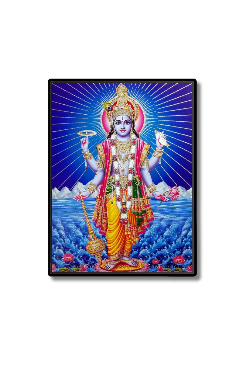 Lord Vishnu Laminated Photo  - 5x7 Inches, Divine Blessings for Home & Office and Temple Decoration