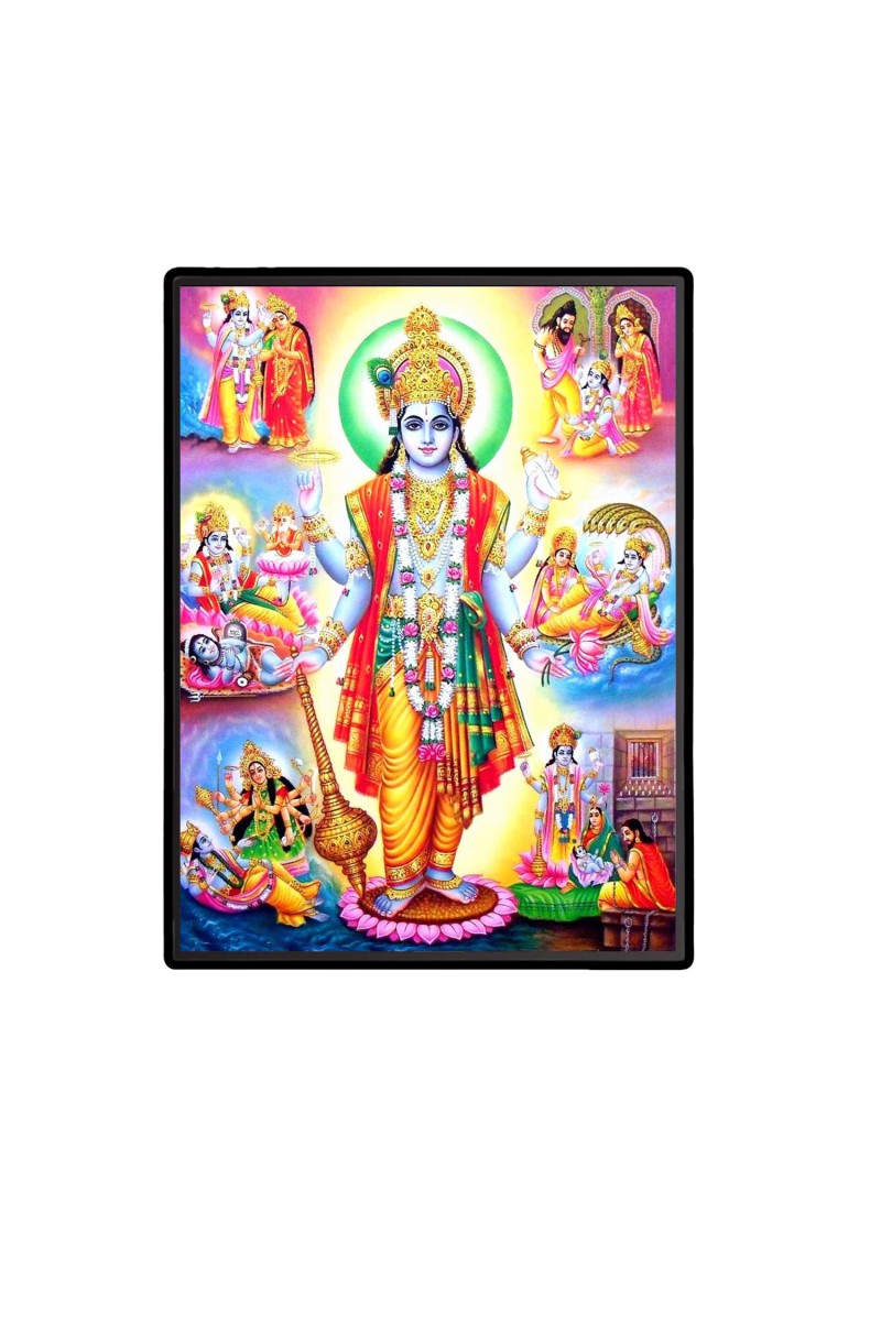 Vishnu Avatar Laminated Photo  - 5x7 Inches, Divine Blessings for Home & Office and Temple Decoration