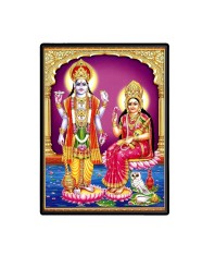 Vishnu Maa Lakshmi Laminated Photo  - 5x7 Inches, Divine Blessings for Home & Office and Temple Decoration