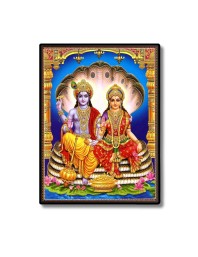Vishnu Maa Lakshmi Laminated Photo  - 5x7 Inches, Divine Blessings for Home & Office and Temple Decoration