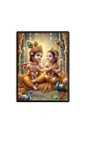 Baby Krishna Sri Radha Laminated Photo  - 5x7 Inches, Divine Blessings for Home & Office and Temple Decoration