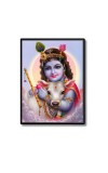 Baby Sri Krishna Laminated Photo  - 5x7 Inches, Divine Blessings for Home & Office and Temple Decoration