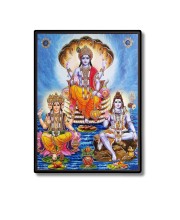 Brahma Lord Vishnu & Shiva Laminated Photo  - 5x7 Inches, Divine Blessings for Home & Office and Temple Decoration