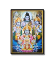 Brahma Vishnu Shiva Ram Sri Krishna Laminated Photo  - 5x7 Inches, Divine Blessings for Home & Office and Temple Decoration