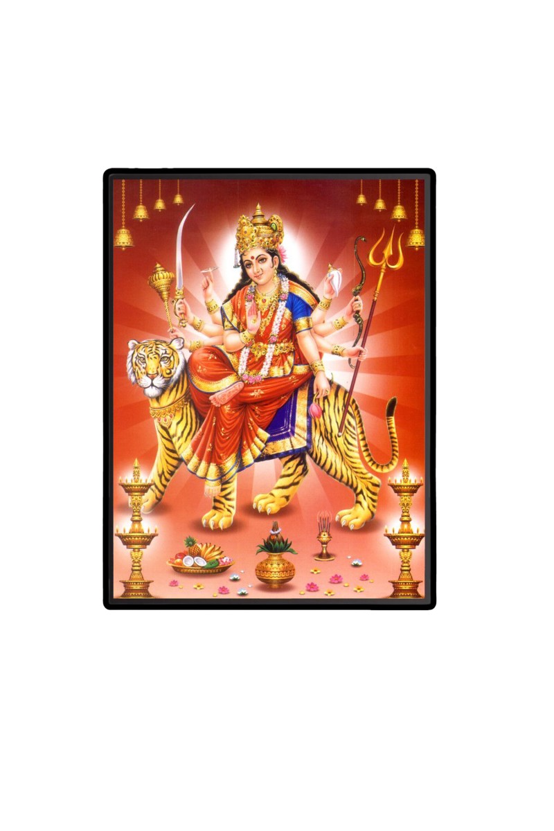 Maa Durga Laminated Photo  - 5x7 Inches, Divine Blessings for Home & Office and Temple Decoration