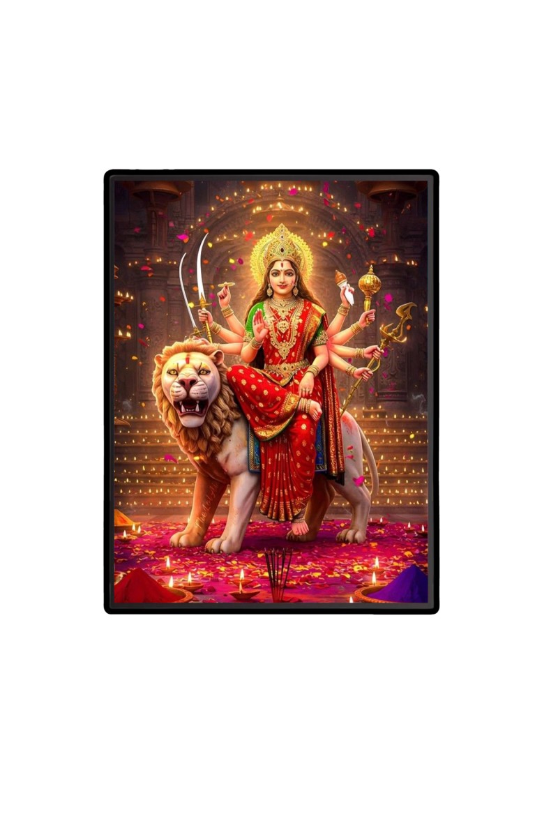 Maa Durga Laminated Photo  - 5x7 Inches, Divine Blessings for Home & Office and Temple Decoration