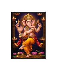 Lord Ganesh Laminated Photo  - 5x7 Inches, Divine Blessings for Home & Office and Temple Decoration