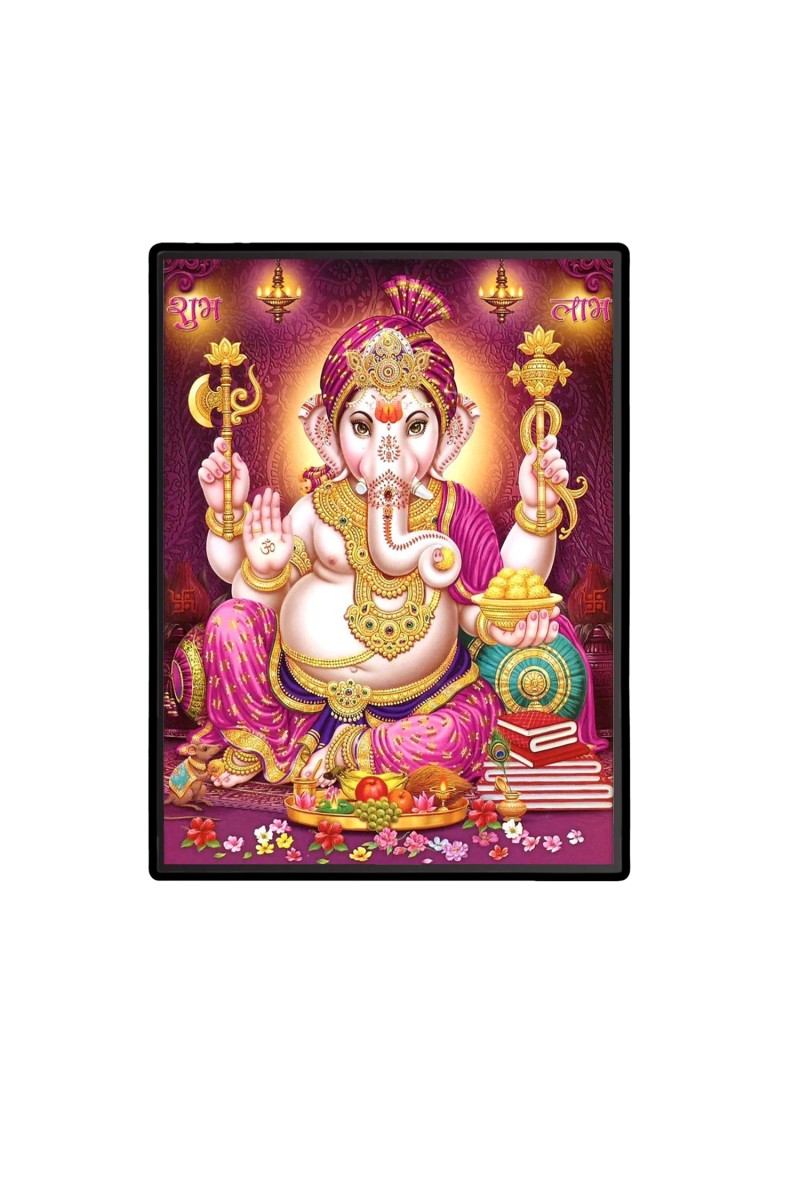 Lord Ganesh Laminated Photo  - 5x7 Inches, Divine Blessings for Home & Office and Temple Decoration