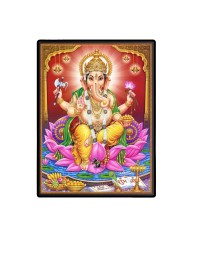Lord Ganesh Laminated Photo  - 5x7 Inches, Divine Blessings for Home & Office and Temple Decoration