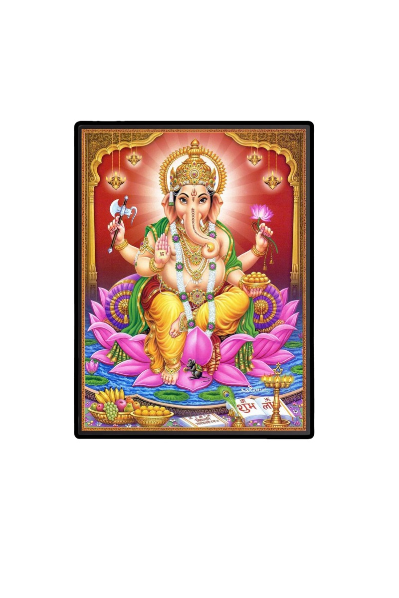 Lord Ganesh Laminated Photo  - 5x7 Inches, Divine Blessings for Home & Office and Temple Decoration