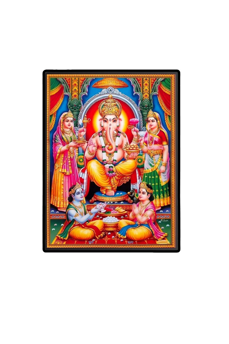 Lord Ganesh Laminated Photo  - 5x7 Inches, Divine Blessings for Home & Office and Temple Decoration