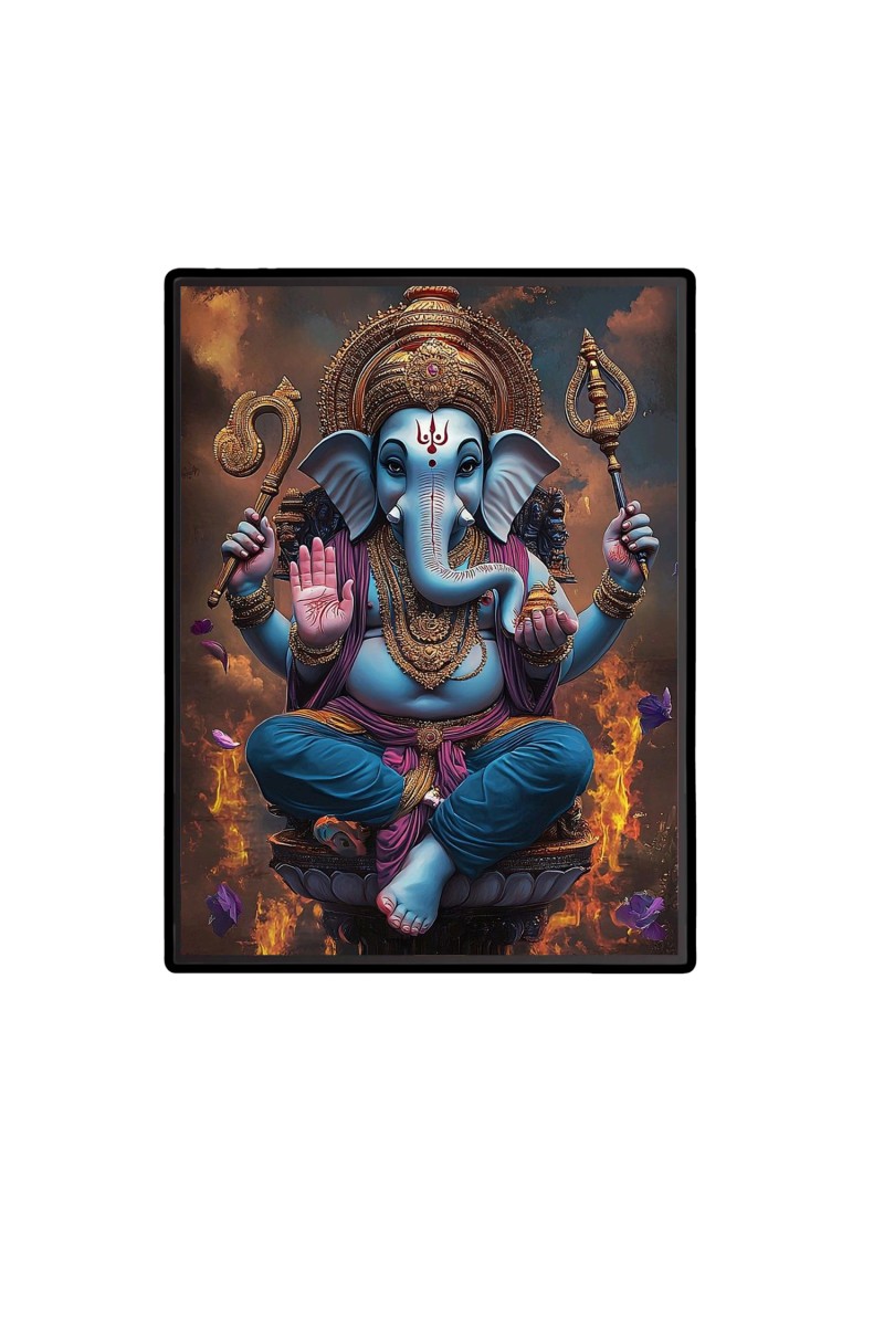 Lord Ganesh Laminated Photo  - 5x7 Inches, Divine Blessings for Home & Office and Temple Decoration