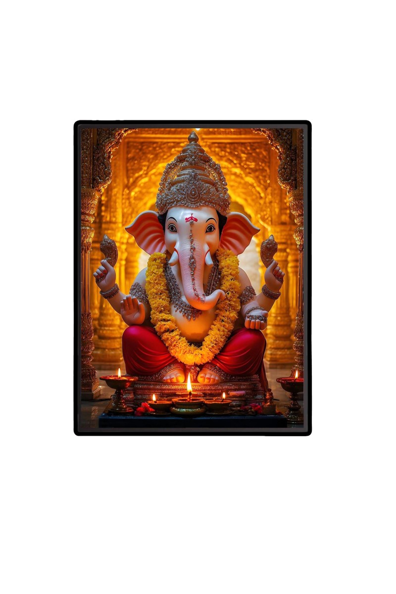 Lord Ganesh Laminated Photo  - 5x7 Inches, Divine Blessings for Home & Office and Temple Decoration