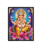 Lord Ganesh Laminated Photo  - 5x7 Inches, Divine Blessings for Home & Office and Temple Decoration